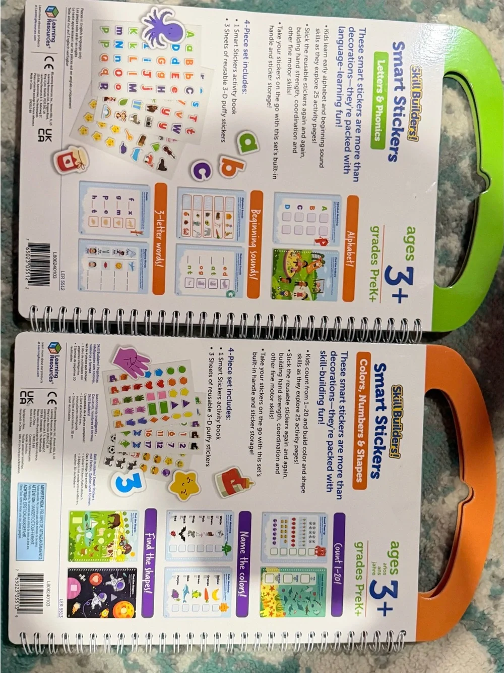 Learning Resources- 2 Books Included- Letters & Phonics- Colors, Numbers, Shapes